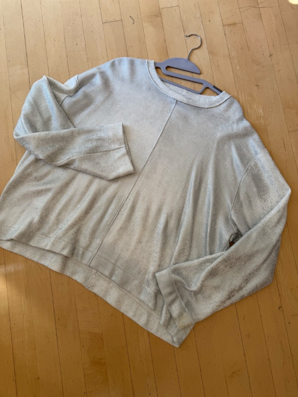Zara silver splatter shimmer sweatshirt top, L,  GP1528 - Picture 3 of 3